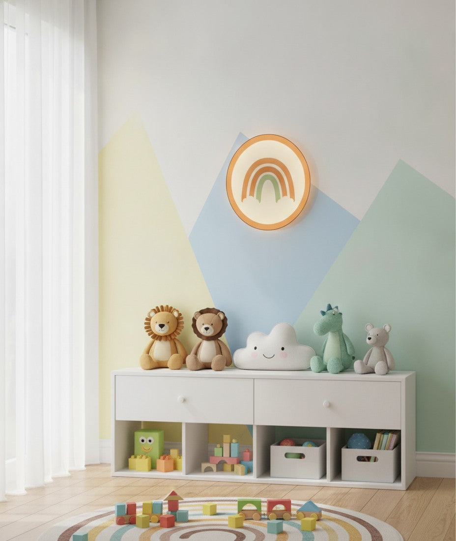 Boho-Regenbogen LED-Lampe im Kinderzimmer