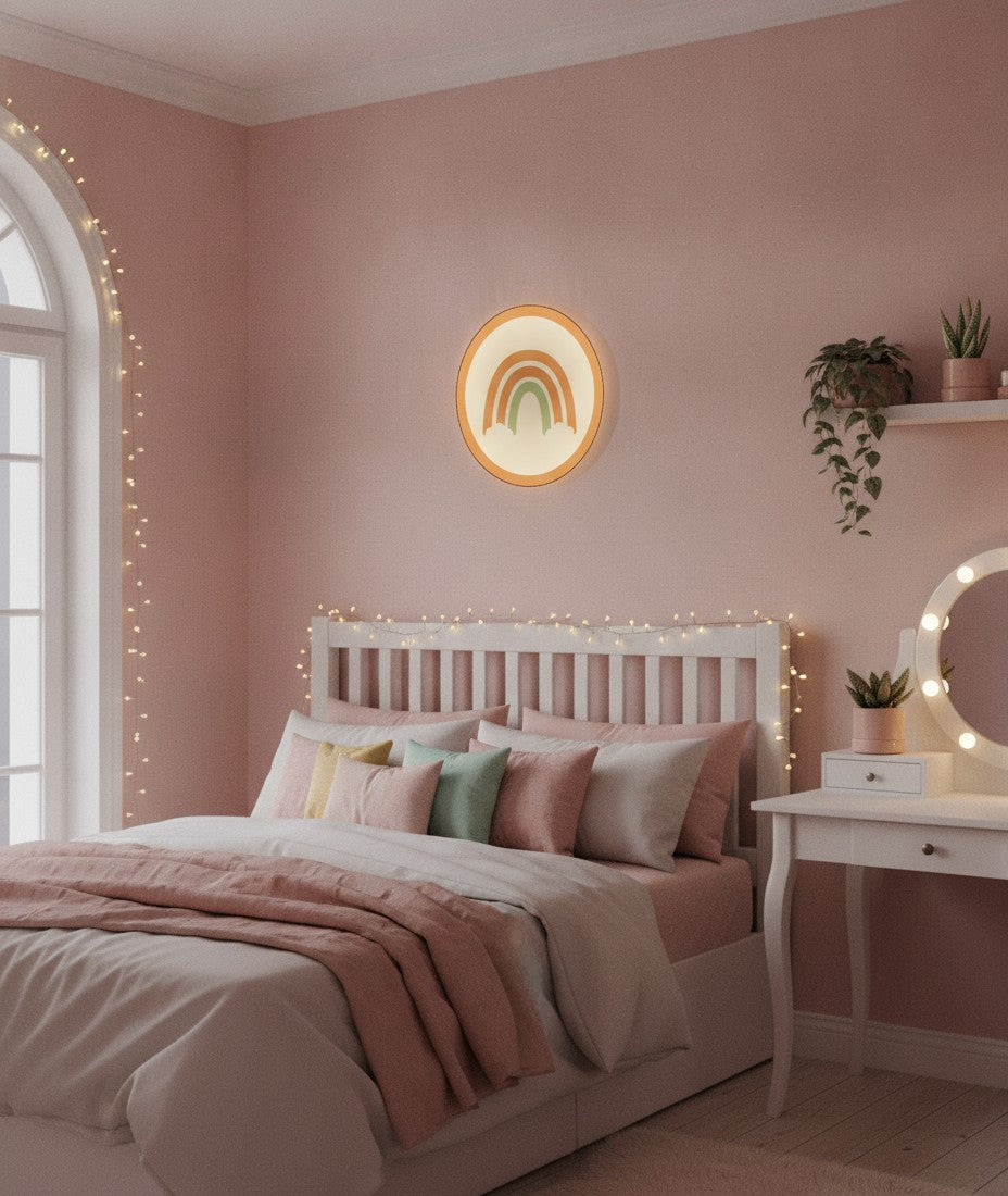 Boho-Regenbogen LED-Lampe im Jugendzimmer