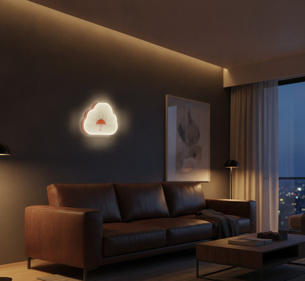Regenschirm LED-Lampe an der Wand im Wohnzimmer