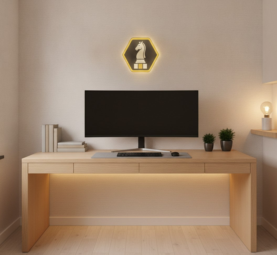 Schach-Springer LED-Lampe im Homeoffice