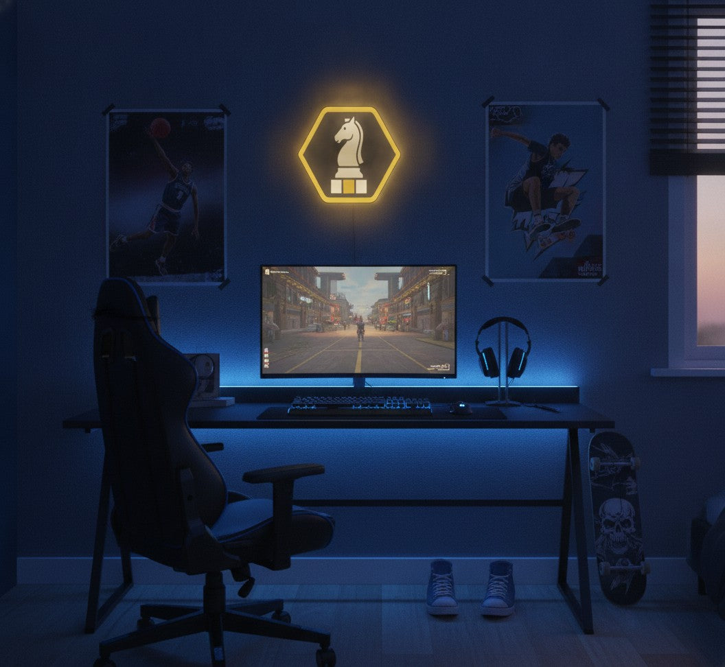 Schach-Springer LED-Lampe im Jugendzimmer