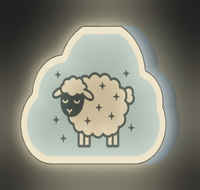 Schlafendes Schaf LED-Lampe leuchtend