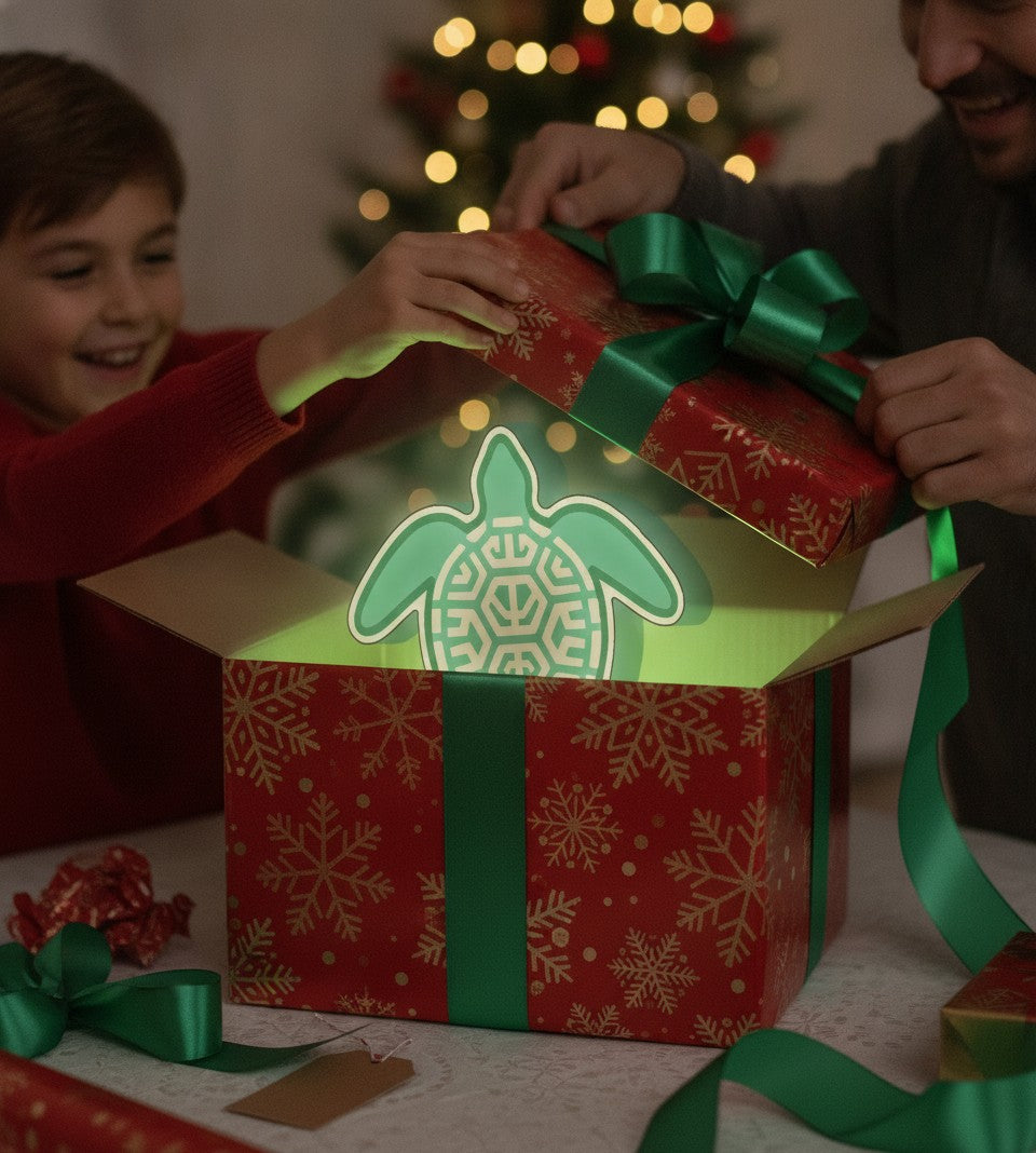Meeresschildkröte LED-Lampe als Geschenk beim Auspacken