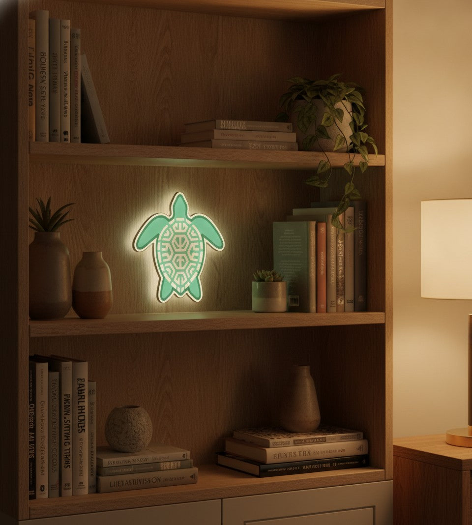 Meeresschildkröte LED-Lampe im Bücherregal