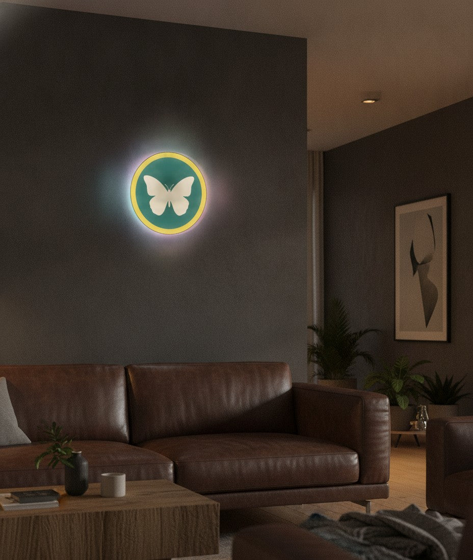 Schmetterling LED-Lampe an der Wand im Wohnzimmer
