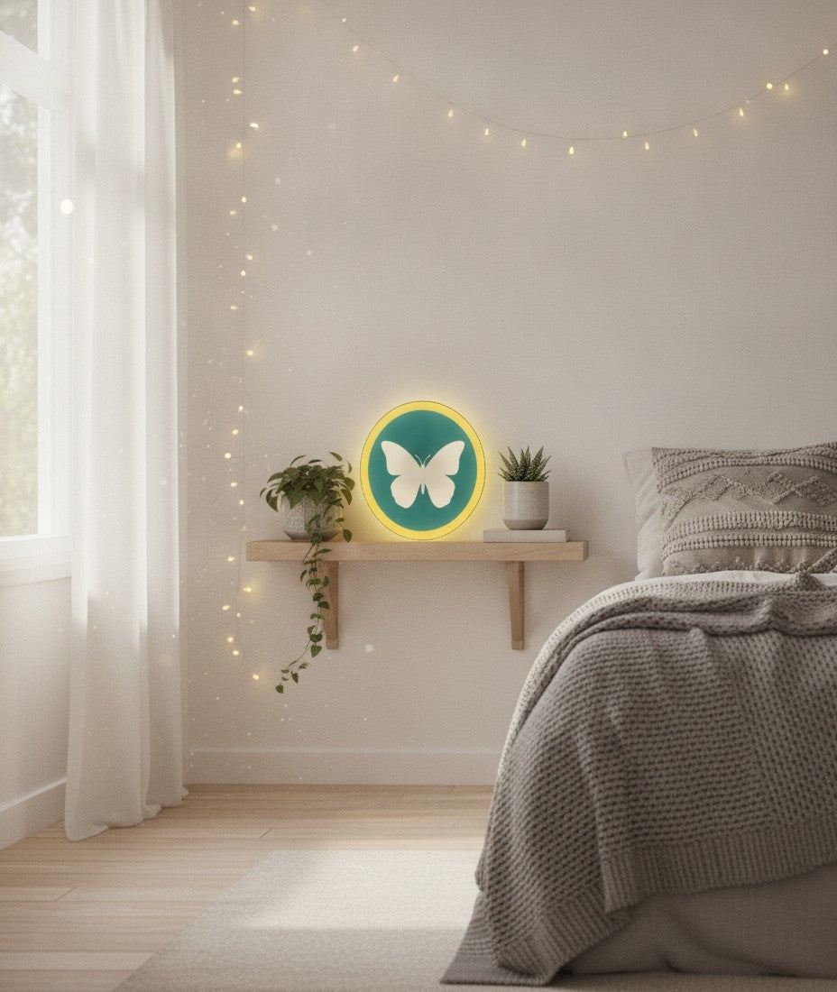 Schmetterling LED-Lampe im Schlafzimmer
