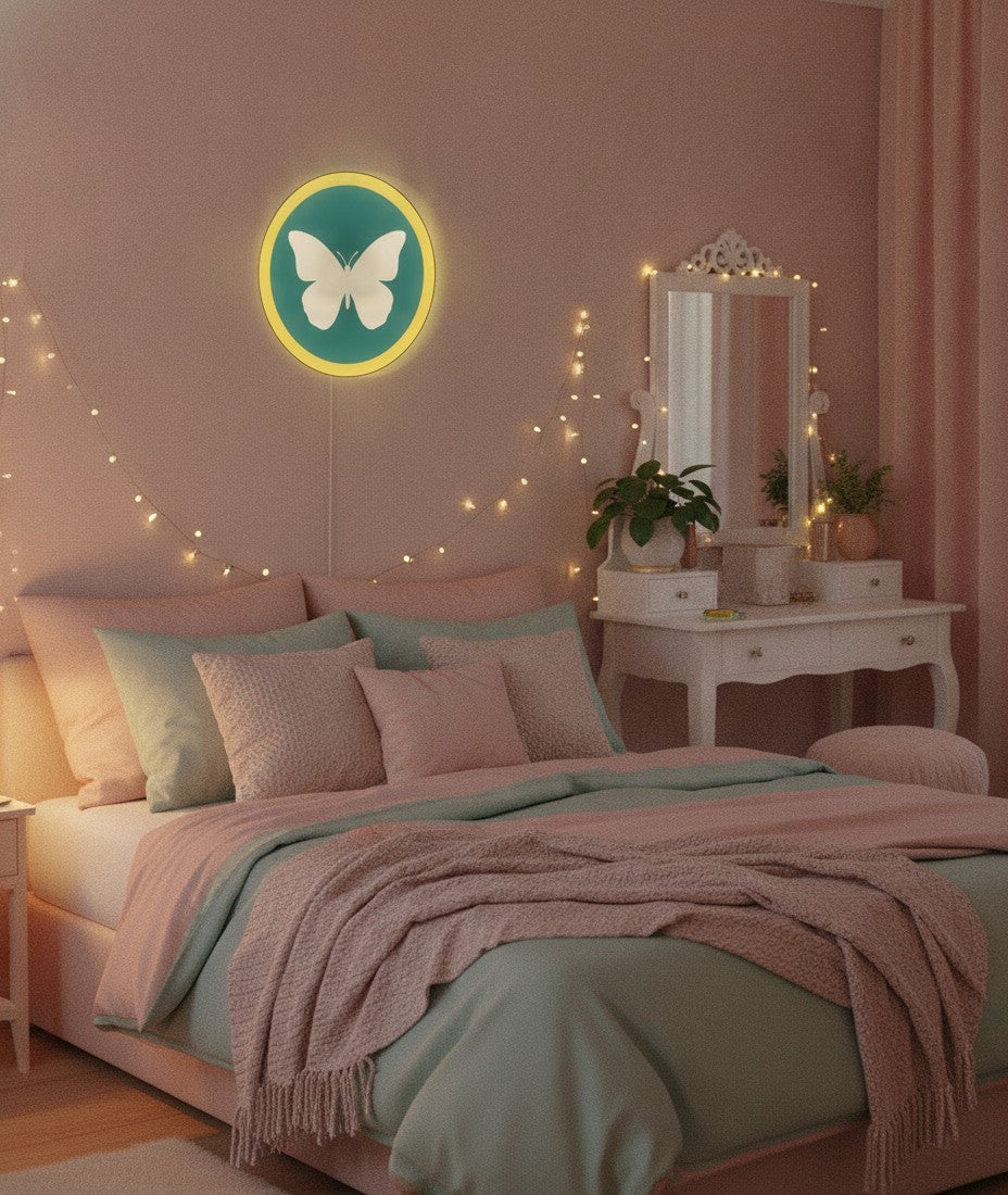 Schmetterling LED-Lampe im Jugendzimmer