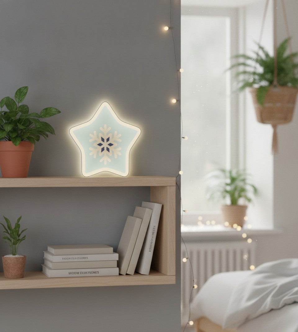Schneeflocke LED-Lampe im Schlafzimmer