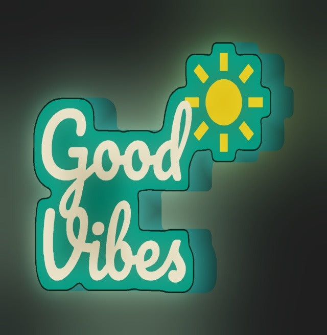 Schriftzug Good Vibes LED-Lampe leuchtend