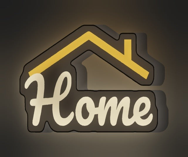 Schriftzug Home LED-Lampe leuchtend