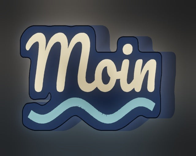 Schriftzug Moin LED-Lampe leuchtend