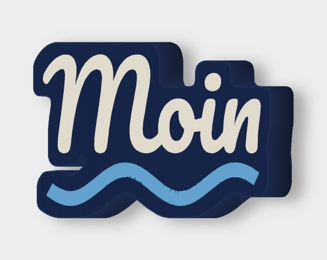 Schriftzug Moin LED-Lampe leuchtend