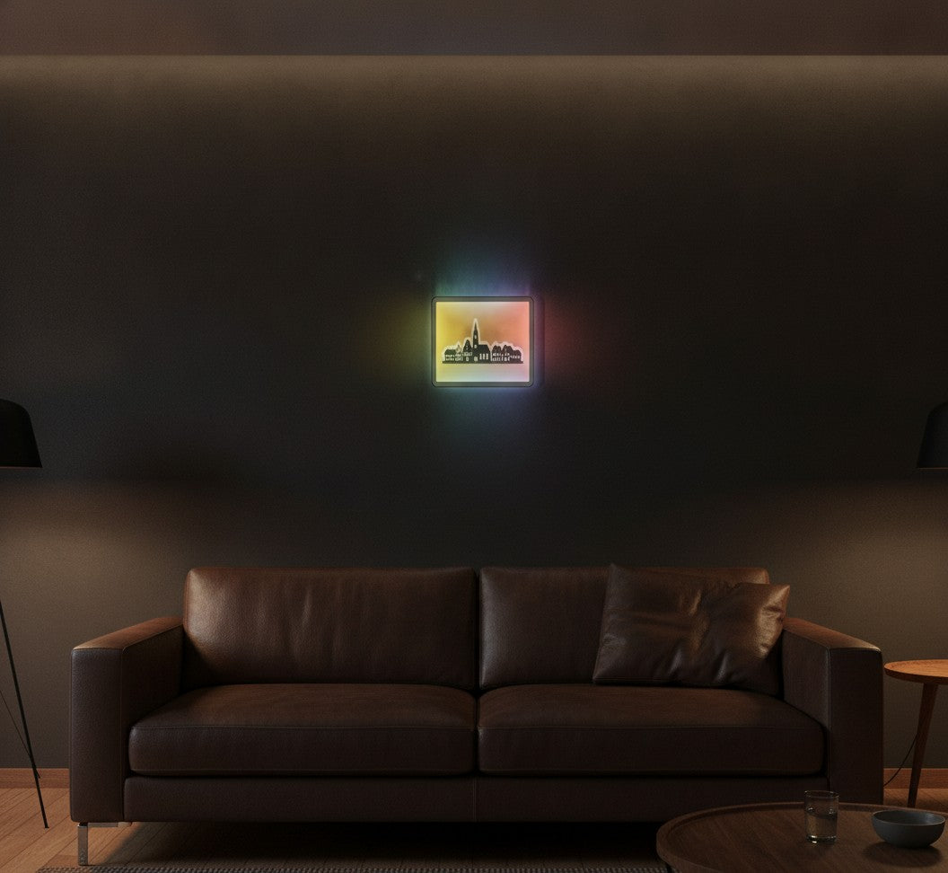 Skyline Altstadt LED-Lampe an der Wand im Wohnzimmer