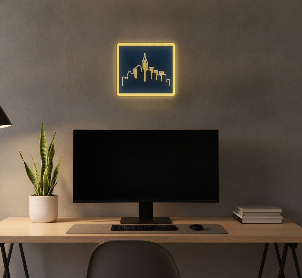 Skyline Metropole LED-Lampe im Homeoffice