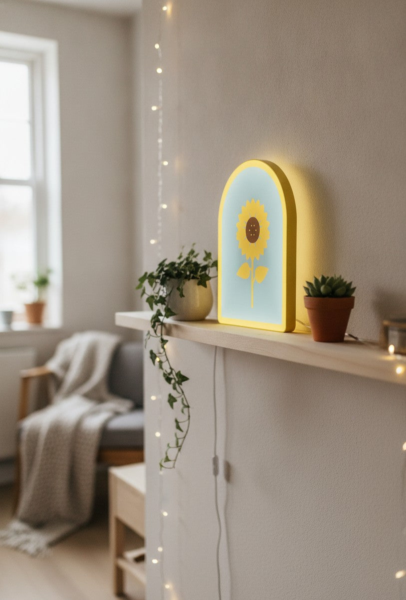 Sonnenblume LED-Lampe im Schlafzimmer
