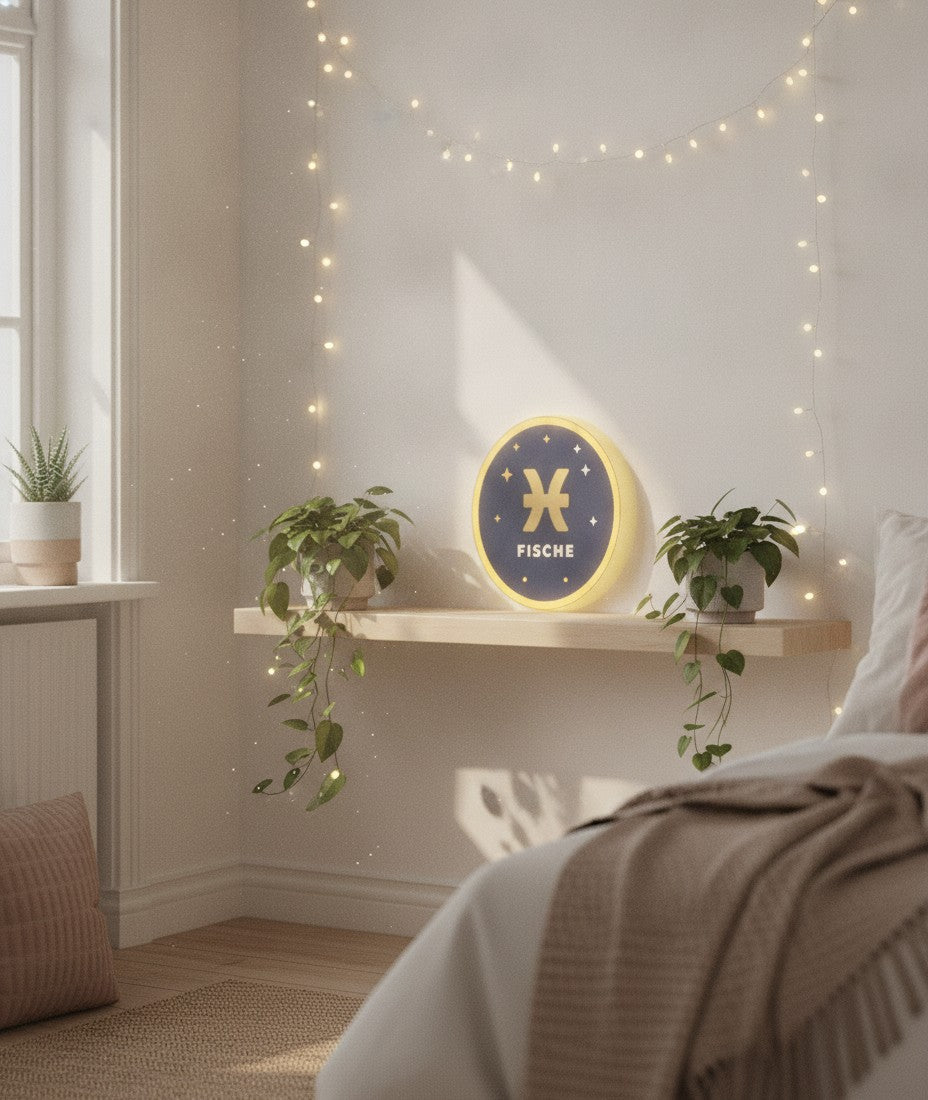 Sternzeichen Fische LED-Lampe im Schlafzimmer