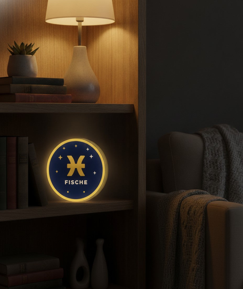 Sternzeichen Fische LED-Lampe im Bücherregal