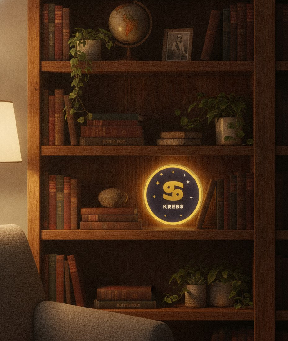 Sternzeichen Krebs LED-Lampe im Bücherregal