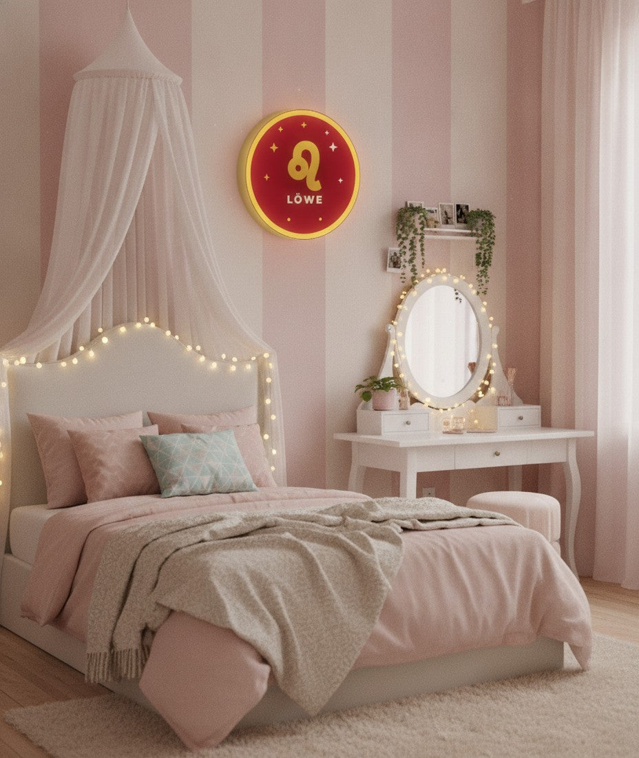 Sternzeichen Löwe LED-Lampe im Jugendzimmer