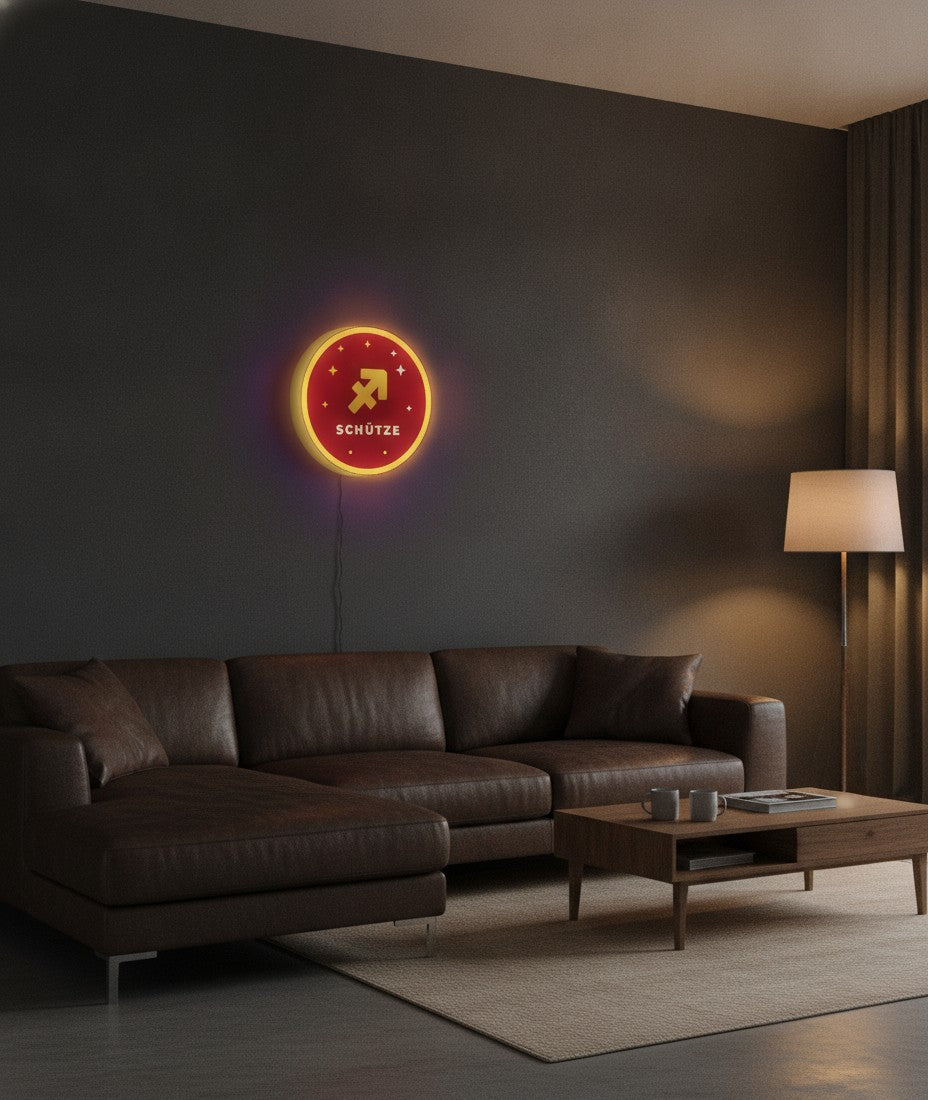 Sternzeichen Schütze LED-Lampe an der Wand im Wohnzimmer