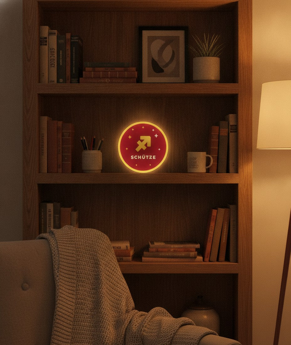 Sternzeichen Schütze LED-Lampe im Bücherregal