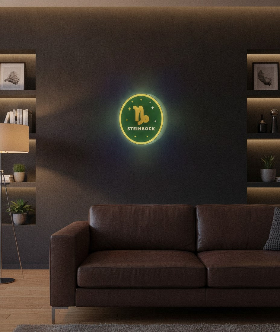 Sternzeichen Steinbock LED-Lampe an der Wand im Wohnzimmer