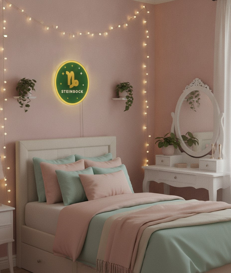 Sternzeichen Steinbock LED-Lampe im Jugendzimmer