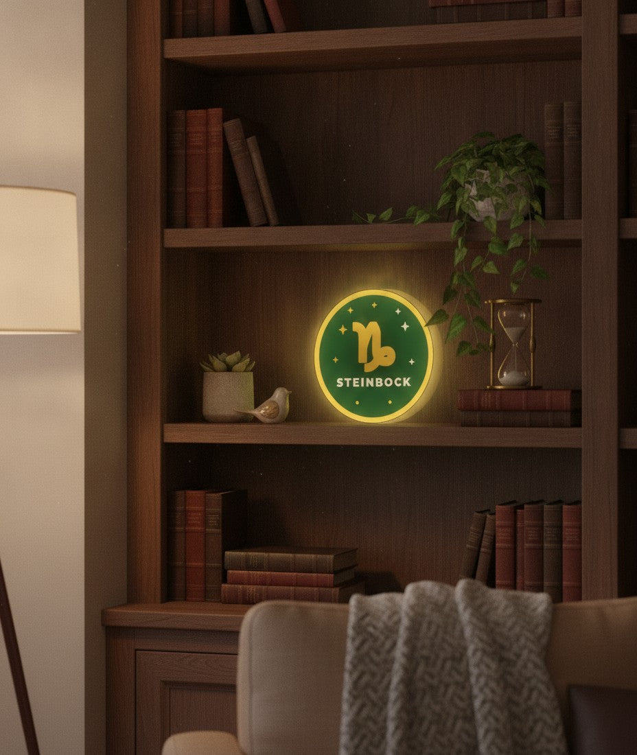 Sternzeichen Steinbock LED-Lampe im Bücherregal
