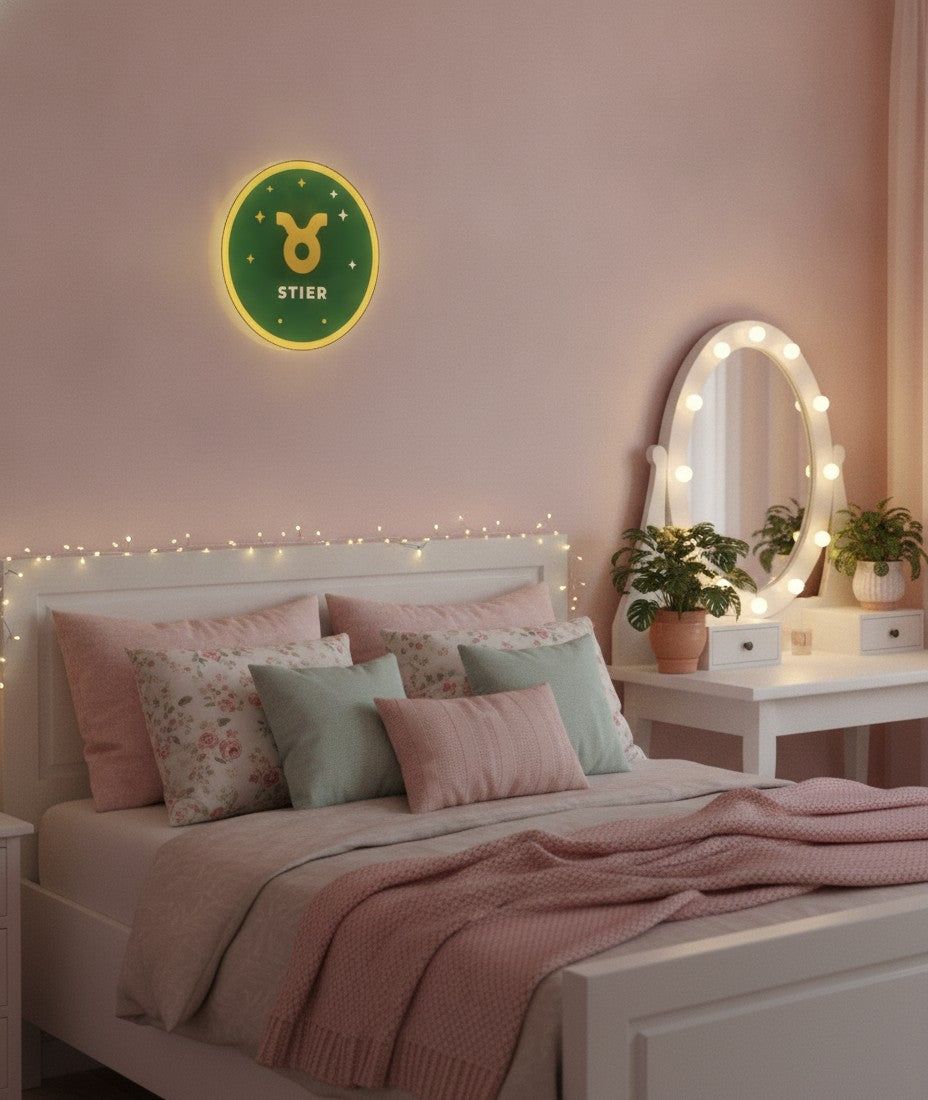 Sternzeichen Stier LED-Lampe im Jugendzimmer