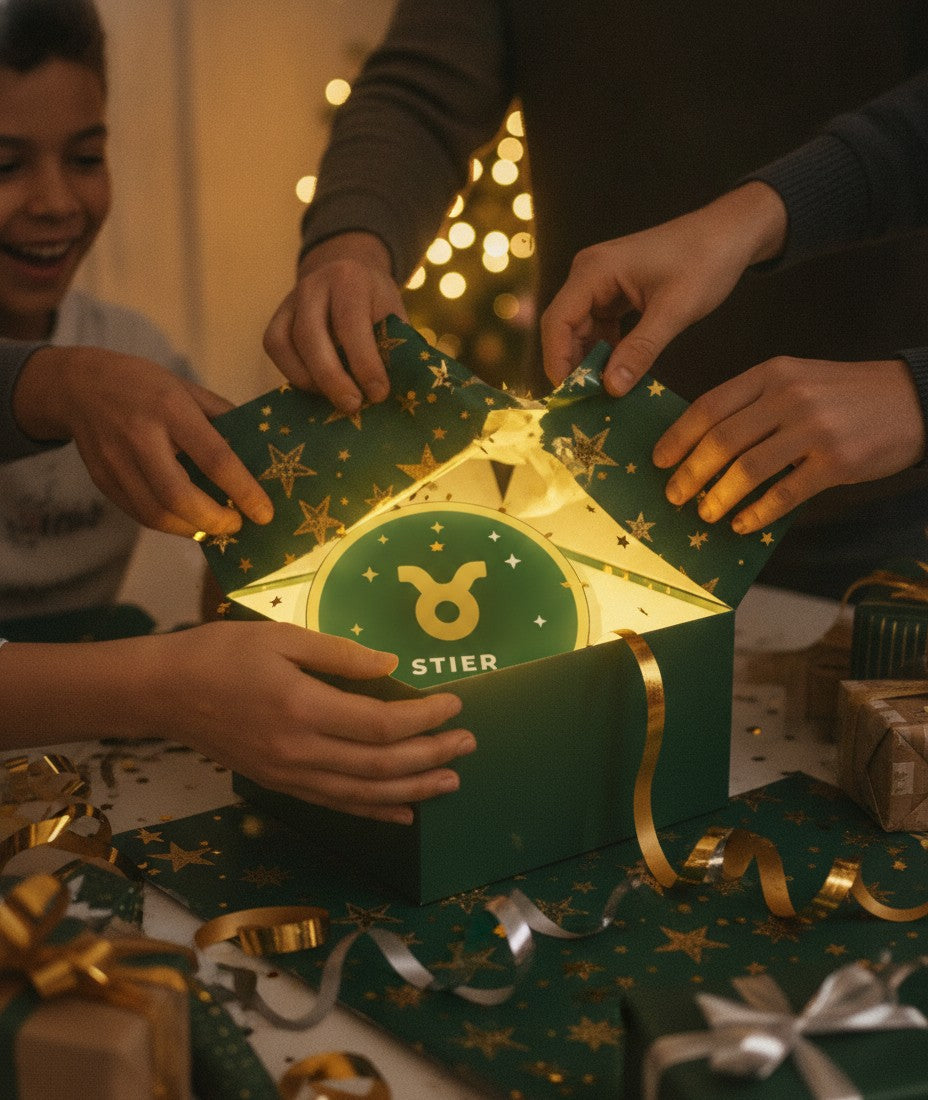 Sternzeichen Stier LED-Lampe als Geschenk beim Auspacken