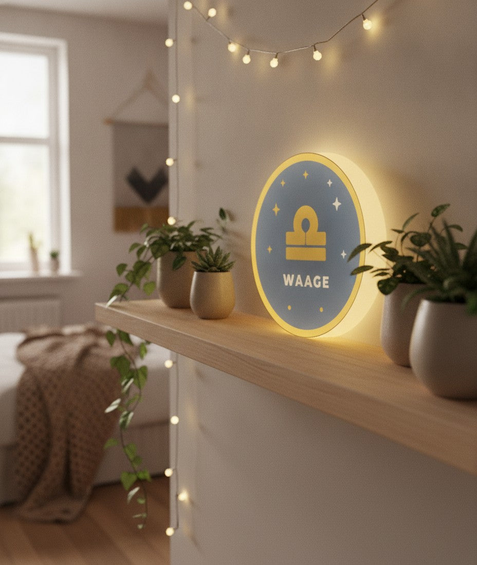 Sternzeichen Waage LED-Lampe im Schlafzimmer
