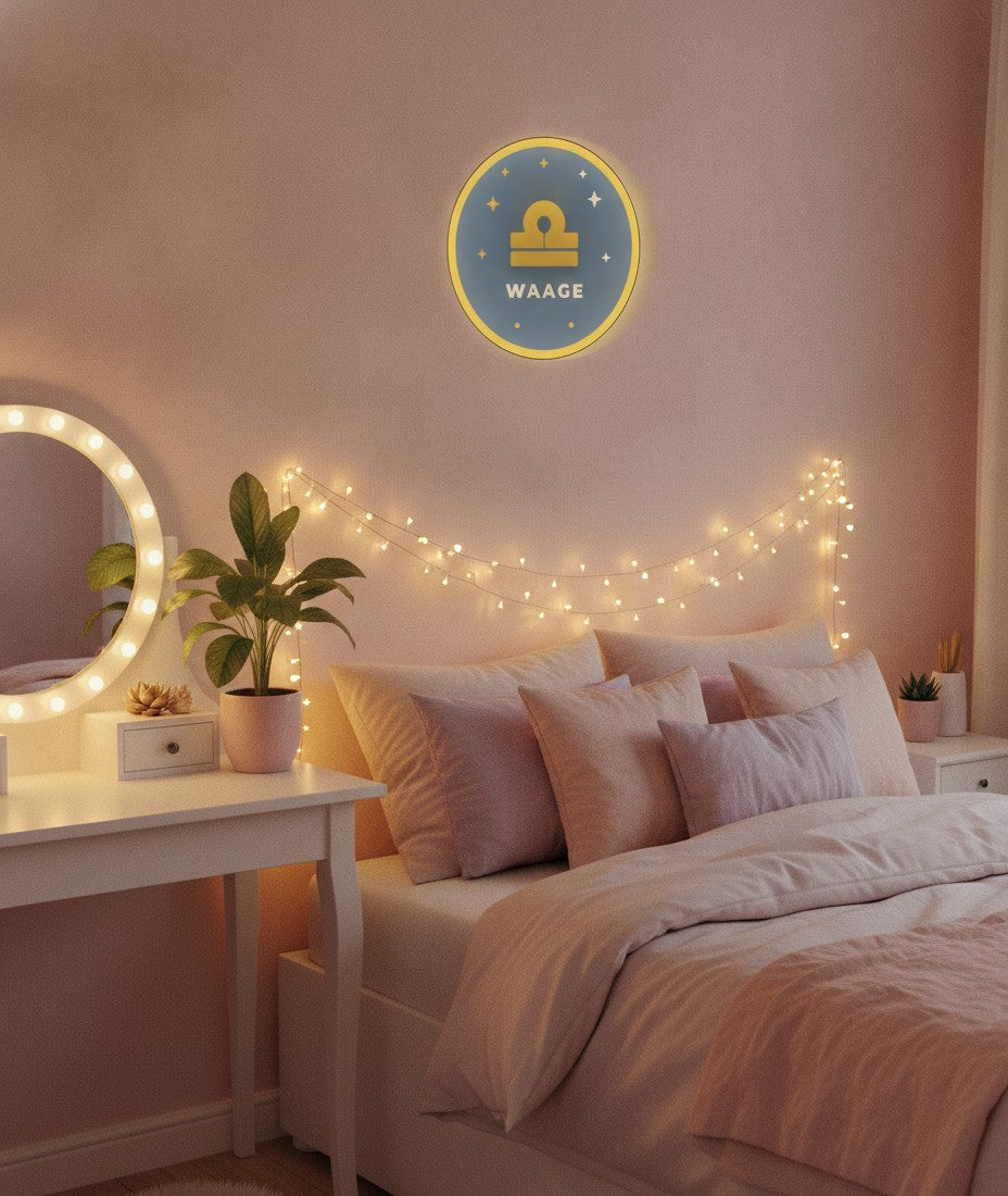 Sternzeichen Waage LED-Lampe im Jugendzimmer