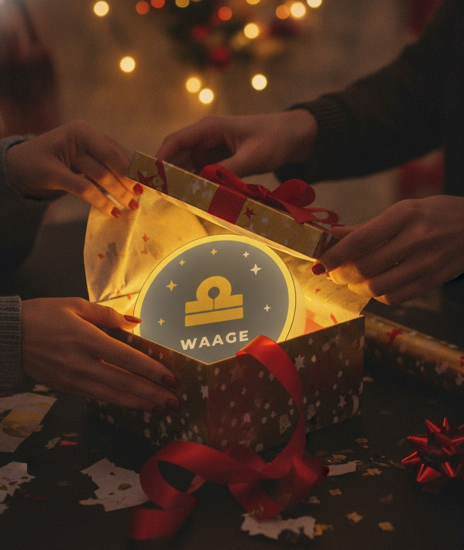 Sternzeichen Waage LED-Lampe als Geschenk beim Auspacken