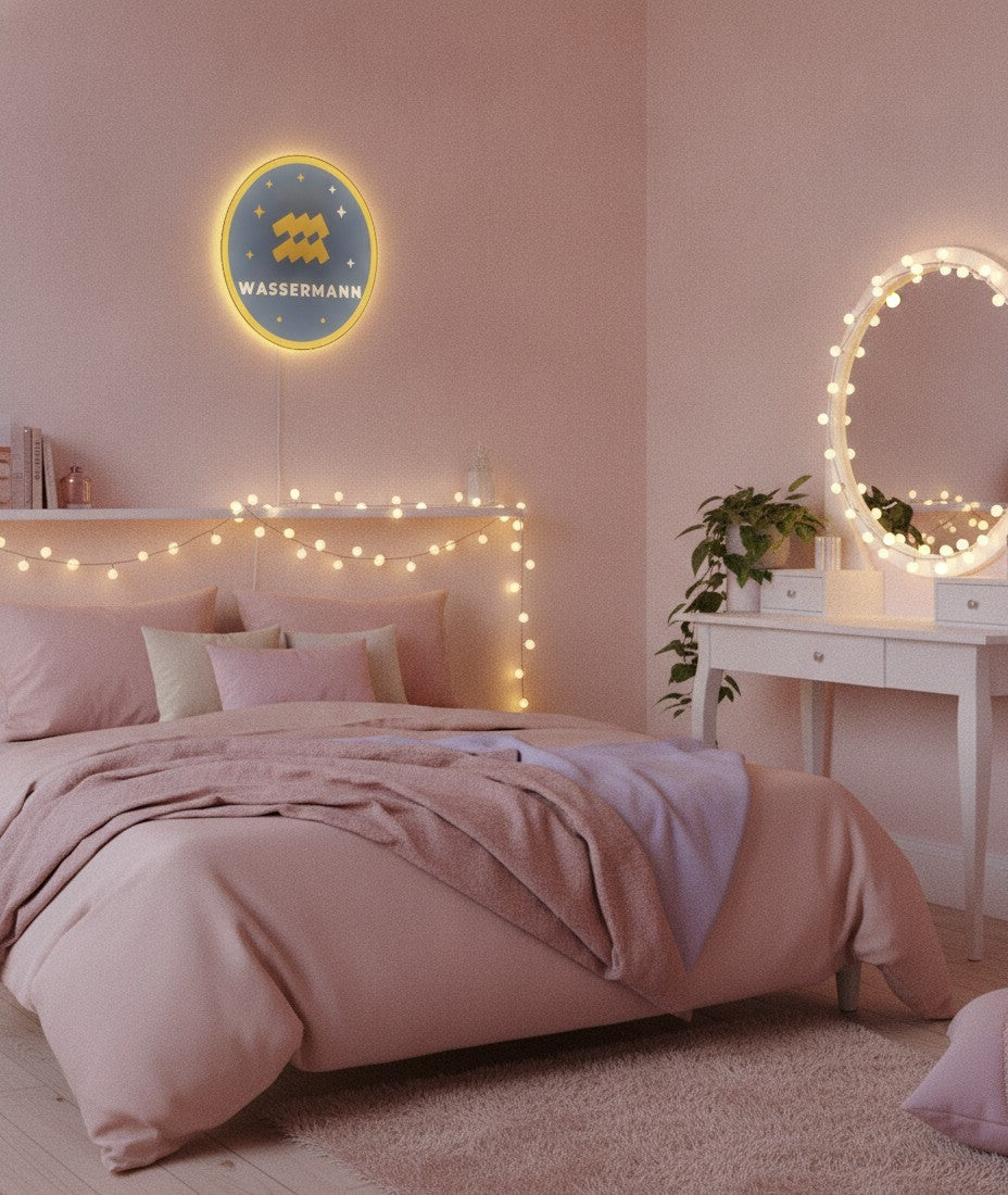 Sternzeichen Wassermann LED-Lampe im Jugendzimmer