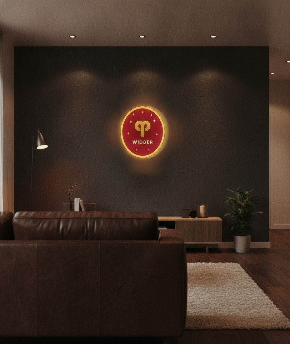 Sternzeichen Widder LED-Lampe an der Wand im Wohnzimmer