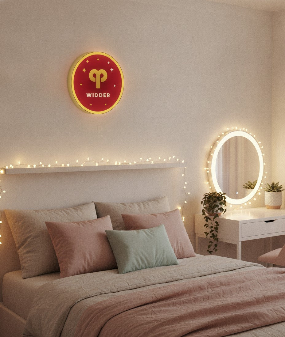 Sternzeichen Widder LED-Lampe im Jugendzimmer