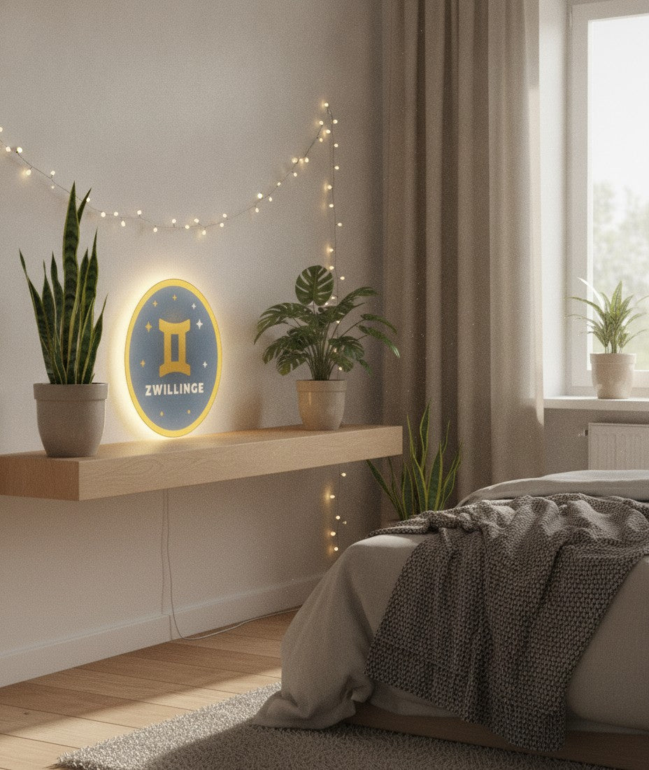 Sternzeichen Zwillinge LED-Lampe im Schlafzimmer