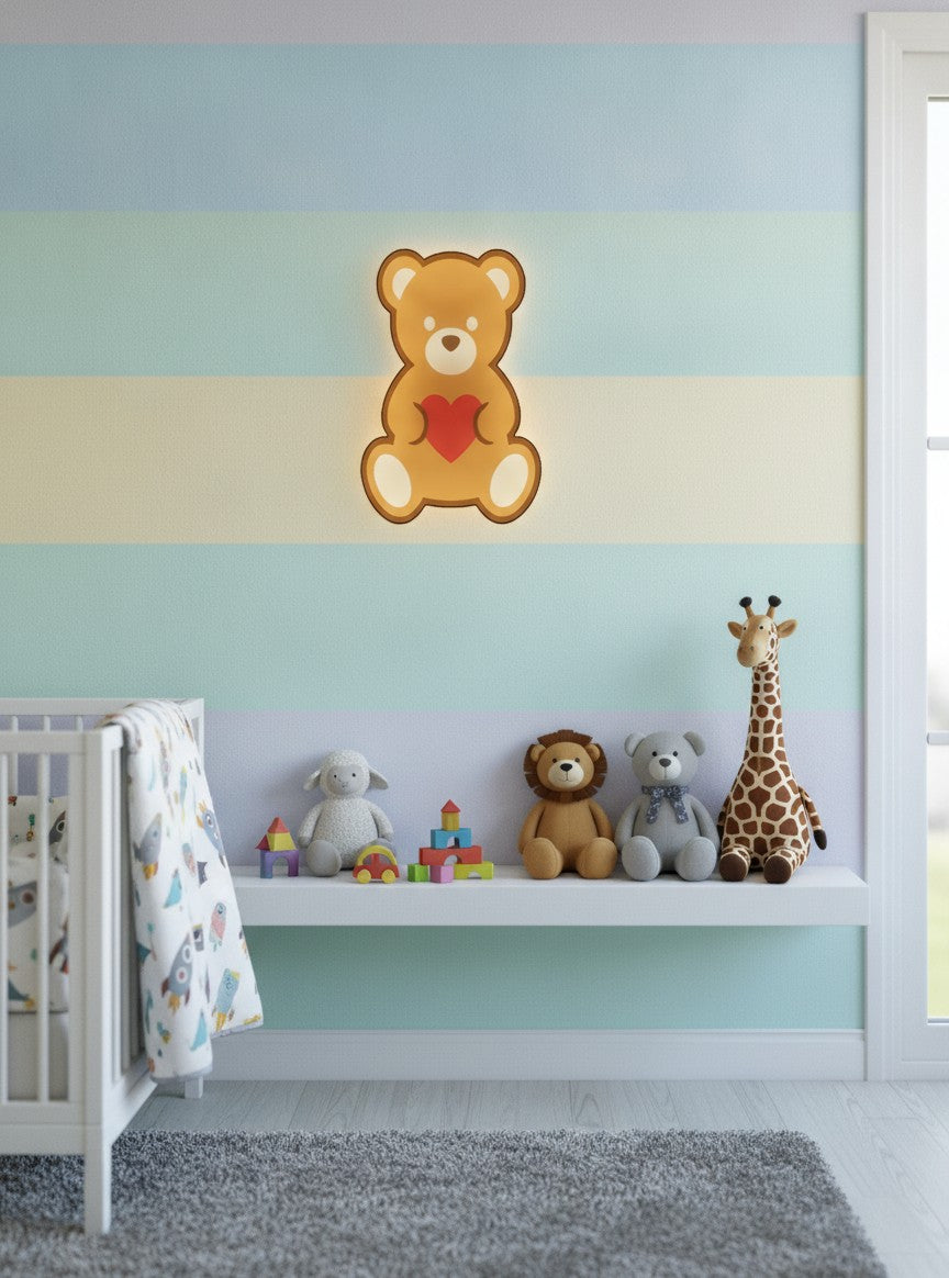 Teddybär mit Herz LED-Lampe im Kinderzimmer