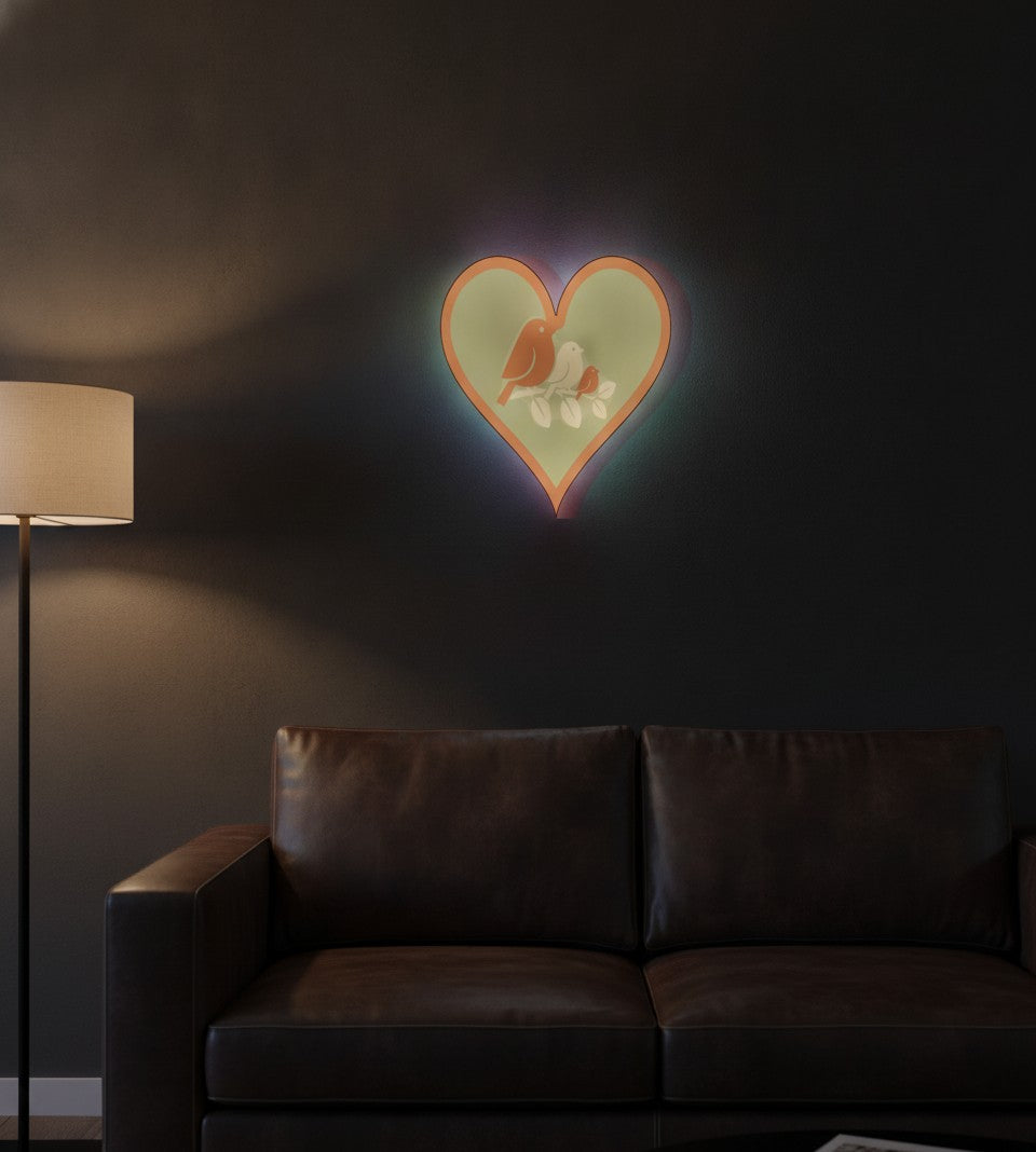 Vogelfamilie LED-Lampe an der Wand im Wohnzimmer