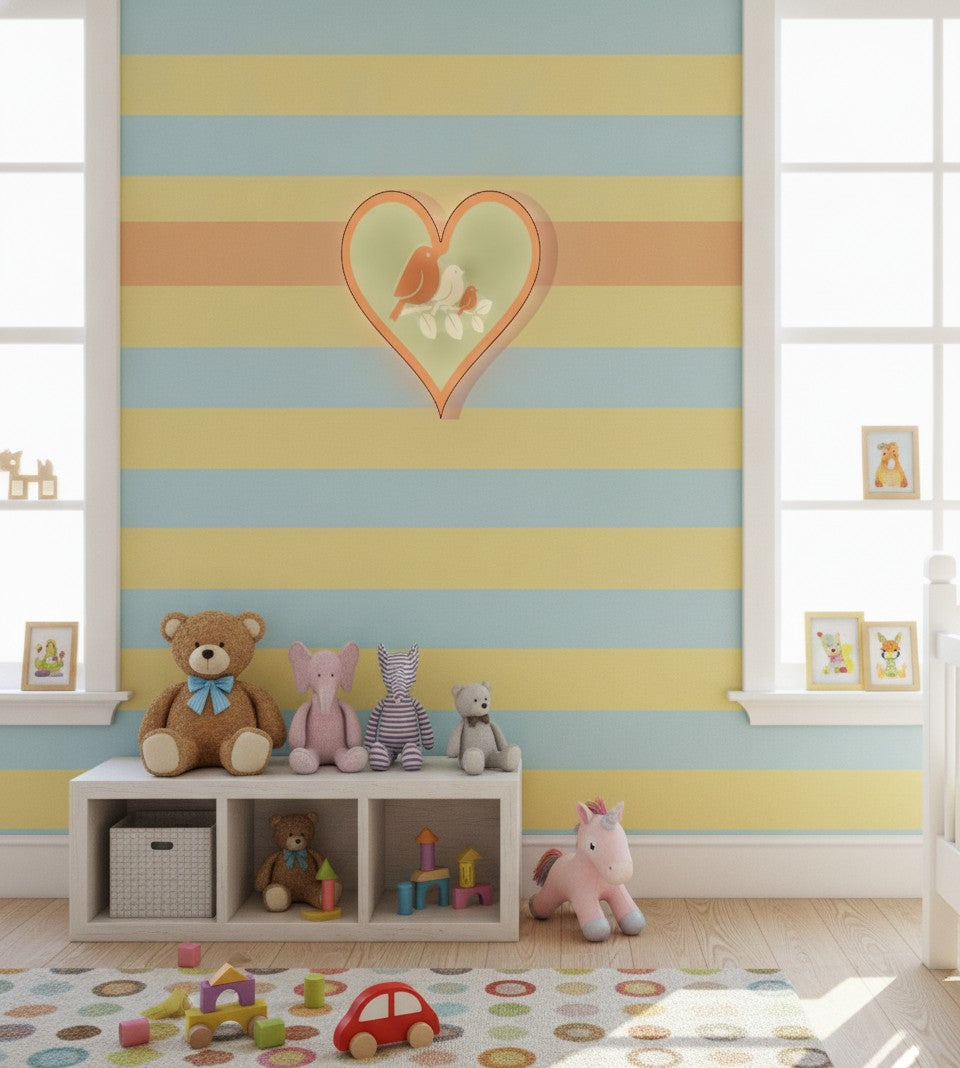 Vogelfamilie LED-Lampe im Kinderzimmer
