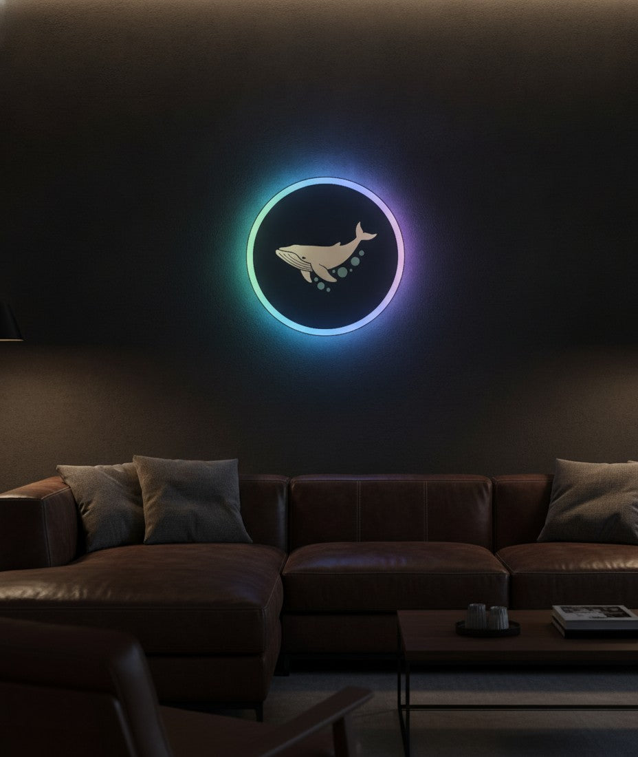 Buckelwal LED-Lampe an der Wand im Wohnzimmer