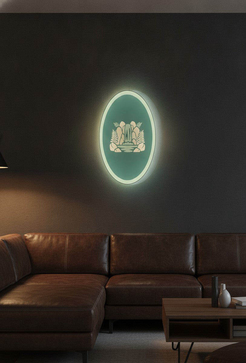 Wasserfall LED-Lampe an der Wand im Wohnzimmer