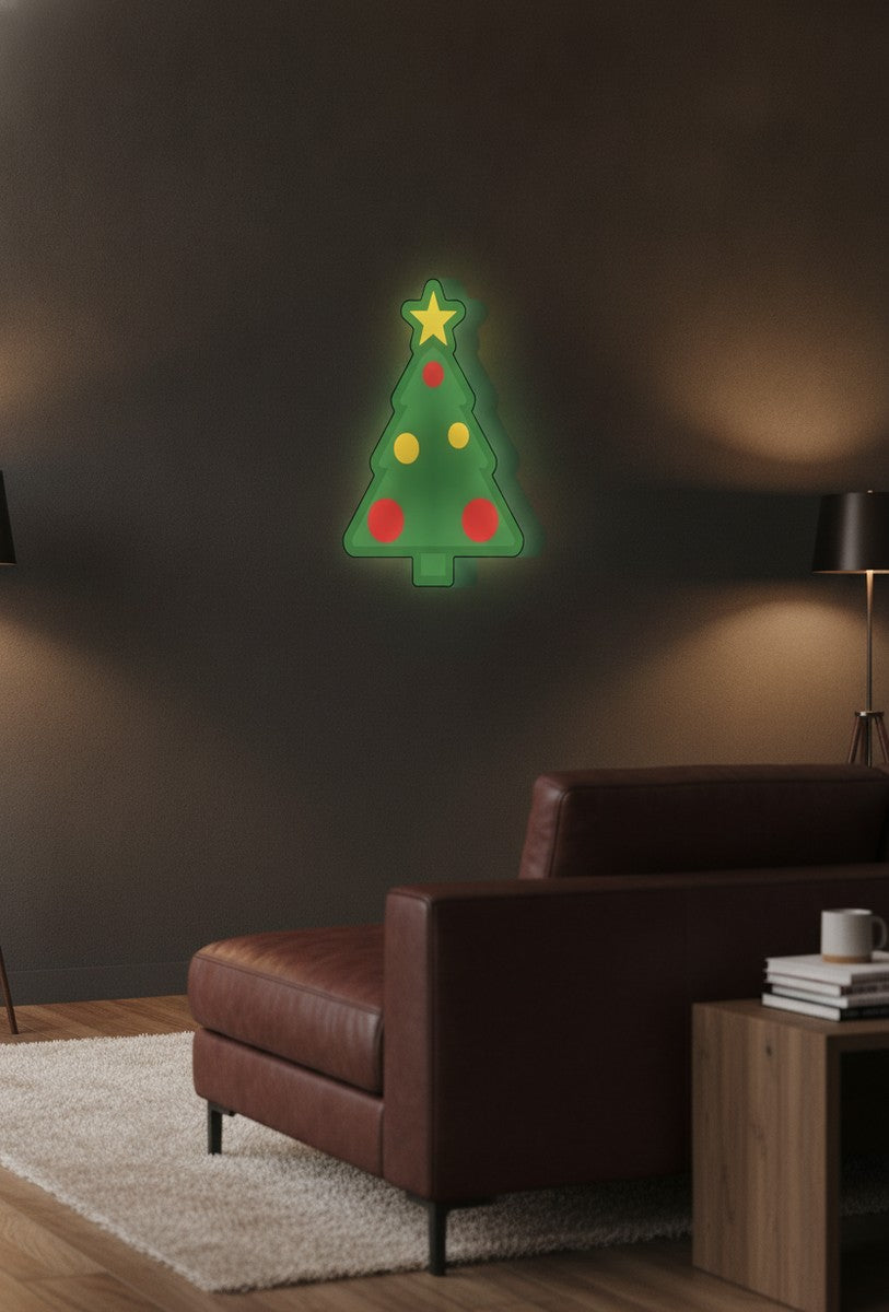 Weihnachtsbaum LED-Lampe an der Wand im Wohnzimmer