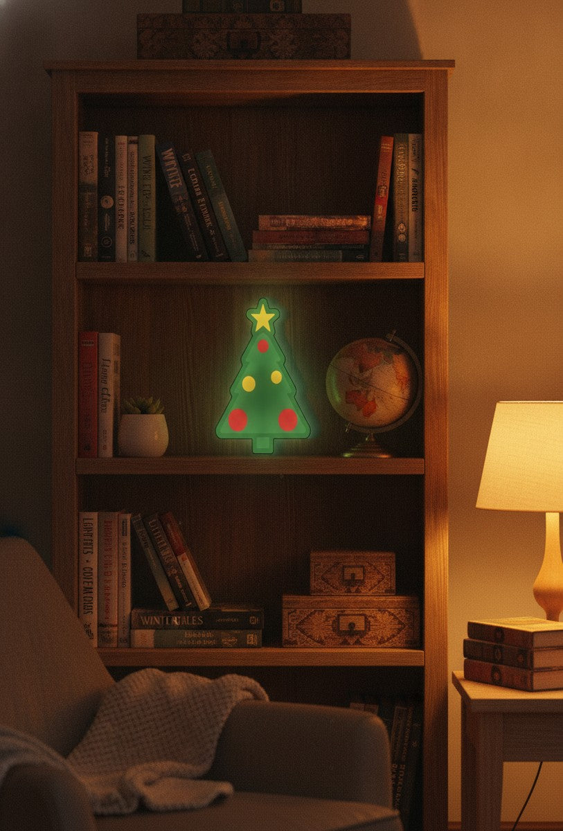 Weihnachtsbaum LED-Lampe im Bücherregal