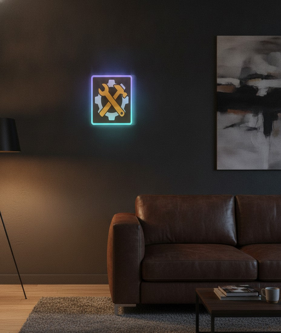 Werkstatt LED-Lampe an der Wand im Wohnzimmer