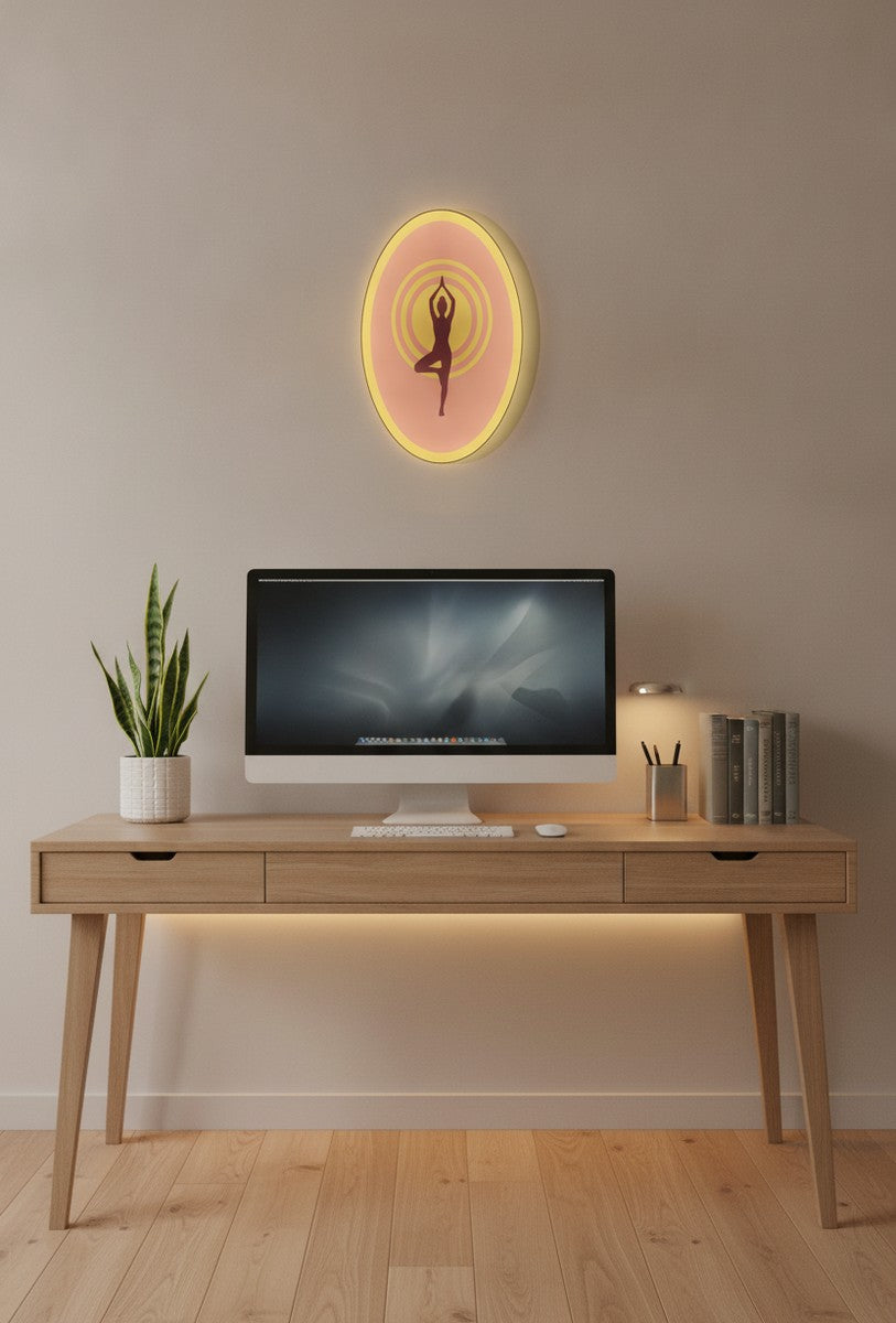 Yoga Baum-Pose LED-Lampe im Homeoffice